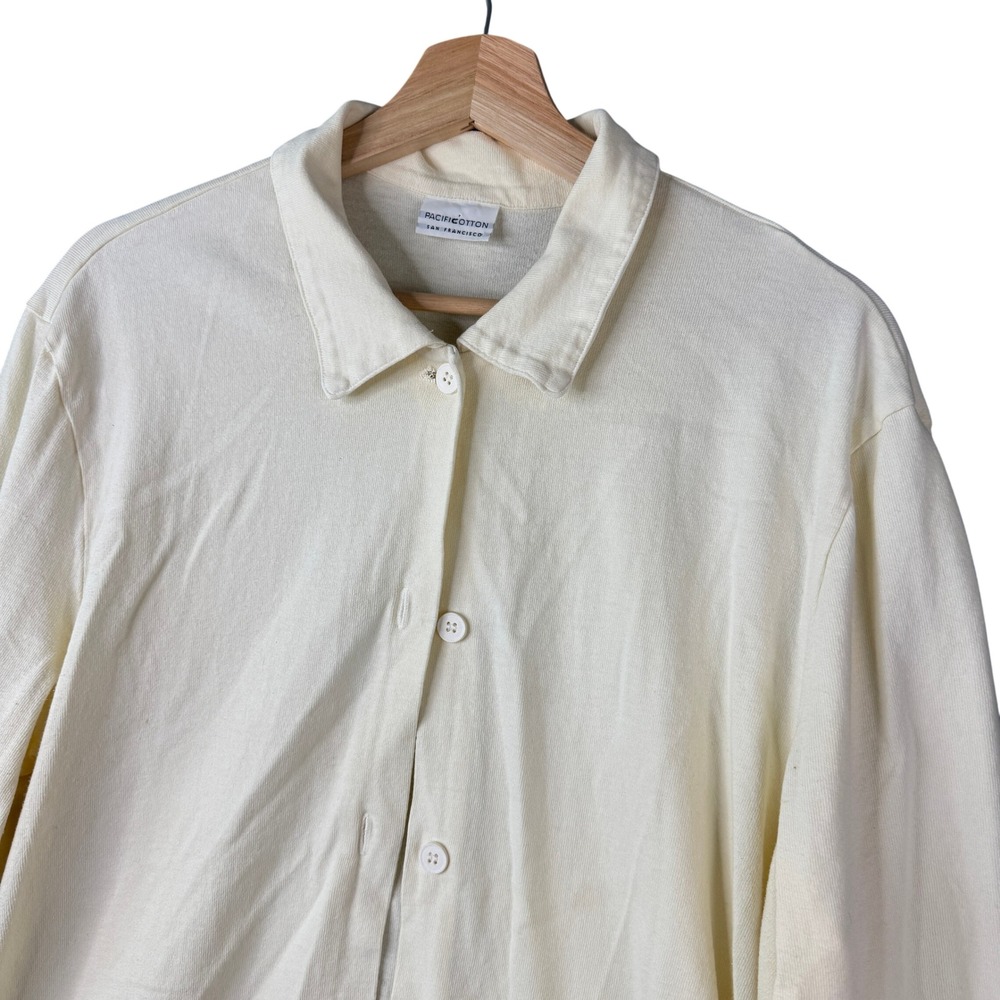 Pacific Cotton San Francisco Cream Button Up Chore Jacket Medium Long sleeve